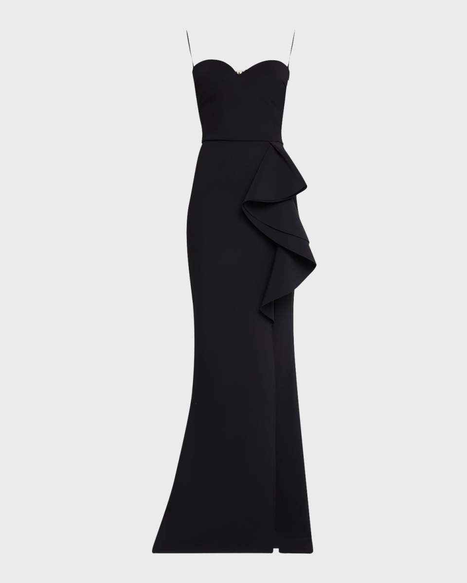 Strapless Ruffle Column Gown